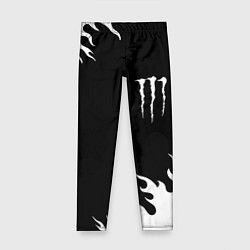 Леггинсы для девочки Monster energy белый огонь, цвет: 3D-принт