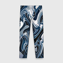 Леггинсы для девочки Тёмно-синий искажённая абстракция, цвет: 3D-принт