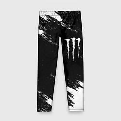 Леггинсы для девочки Monster energy краски штрихи белые, цвет: 3D-принт