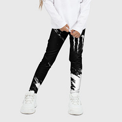 Леггинсы для девочки Monster energy краски штрихи белые, цвет: 3D-принт — фото 2