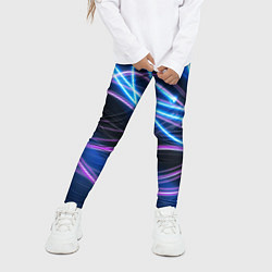 Леггинсы для девочки Неоновая абстракция на темном, цвет: 3D-принт — фото 2