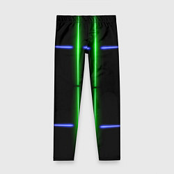 Леггинсы для девочки Neon black light blue green line, цвет: 3D-принт