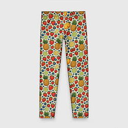 Леггинсы для девочки Фрукты и ягоды в паттерне, цвет: 3D-принт