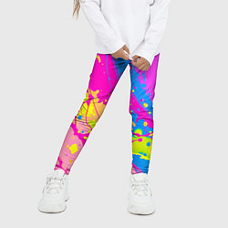 Леггинсы для девочки Яркая абстракция из розовых и голубых красок, цвет: 3D-принт — фото 2