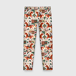 Детские легинсы Винтажные коты всадники на лошади