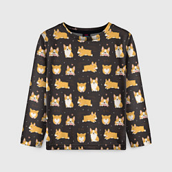 Детский лонгслив Вельш корги бемброк - забавные щенки паттерн