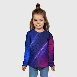 Лонгслив детский Фиолетово 3d волны 2020, цвет: 3D-принт — фото 2