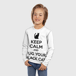 Лонгслив детский Обними своего черного кота, цвет: 3D-принт — фото 2