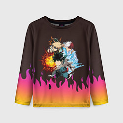 Лонгслив детский MY HERO ACADEMIA разноцветное пламя, цвет: 3D-принт