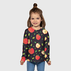 Лонгслив детский Яблочный узор, цвет: 3D-принт — фото 2