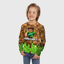 Лонгслив детский Minecraft logo heroes, цвет: 3D-принт — фото 2