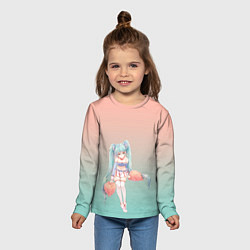 Лонгслив детский Чирлидерша с помпонами, цвет: 3D-принт — фото 2