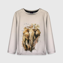 Лонгслив детский Акварельный слон брызги, цвет: 3D-принт