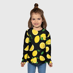 Лонгслив детский Лимоны на чёрном, цвет: 3D-принт — фото 2