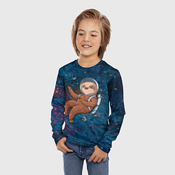 Лонгслив детский Милый ленивец в космосе, цвет: 3D-принт — фото 2
