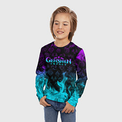 Лонгслив детский GENSHIN IMPACT НЕОНОВЫЙ ОГОНЬ, цвет: 3D-принт — фото 2
