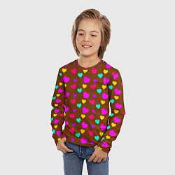 Лонгслив детский Сердечки разноцветные, цвет: 3D-принт — фото 2