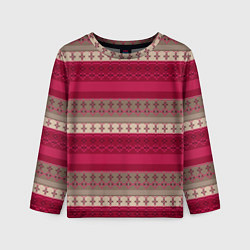 Лонгслив детский Полосатый вышитый орнамент, цвет: 3D-принт