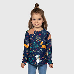 Лонгслив детский Звериный арт, цвет: 3D-принт — фото 2