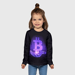 Лонгслив детский BITCOIN IN HAND БИТКОИН, цвет: 3D-принт — фото 2