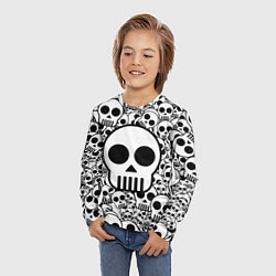 Лонгслив детский Черепа чб, цвет: 3D-принт — фото 2