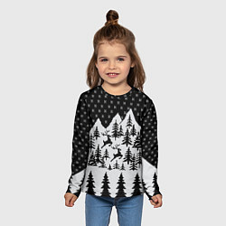 Лонгслив детский Северные Олени в Горах, цвет: 3D-принт — фото 2