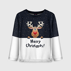 Лонгслив детский Новогодний Оленёнок Рудольф, цвет: 3D-принт