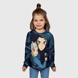 Лонгслив детский Ходячий замок Софи и Хаул летят, цвет: 3D-принт — фото 2