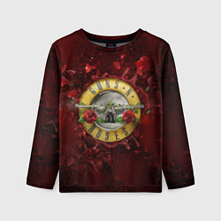 Лонгслив детский Лого GNR в розах, цвет: 3D-принт