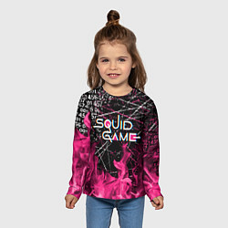 Лонгслив детский ИГРА В КАЛЬМАРА ОГОНЬ SQUID GAME FIRE, цвет: 3D-принт — фото 2