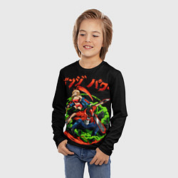 Лонгслив детский Дэнджи и пауэр сражаются человек бензопила аниме, цвет: 3D-принт — фото 2