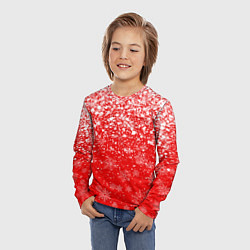 Лонгслив детский ЗИМА БЛИЗКО, НОВЫЙ ГОД 2022 СНЕЖИНКИ И БРЫЗГИ КРАС, цвет: 3D-принт — фото 2