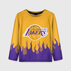 Лонгслив детский LA LAKERS NBA FIRE ЛЕЙКЕРС ОГОНЬ, цвет: 3D-принт