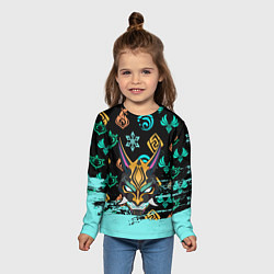 Лонгслив детский Маска Сяо Геншин Импакт, цвет: 3D-принт — фото 2
