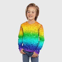 Лонгслив детский Блестки радуга, цвет: 3D-принт — фото 2
