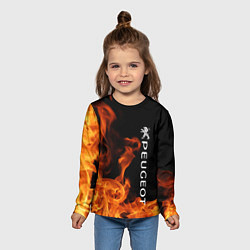 Лонгслив детский Peugeot пламя огня, цвет: 3D-принт — фото 2