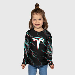 Лонгслив детский Tesla Glitch молнии, цвет: 3D-принт — фото 2