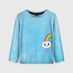 Лонгслив детский Облачко на голубом мехе с радугой парная, цвет: 3D-принт