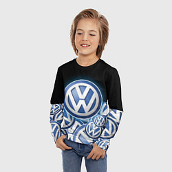 Лонгслив детский Volkswagen Большое лого паттерн, цвет: 3D-принт — фото 2