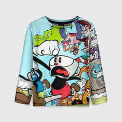Детский лонгслив Побег От Боссов Магман Cuphead
