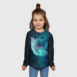 Лонгслив детский Котенок в космосе, цвет: 3D-принт — фото 2