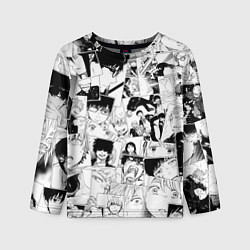 Лонгслив детский Синий Экзорцист паттерн, цвет: 3D-принт