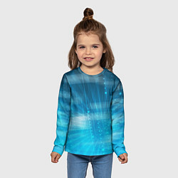 Лонгслив детский Линии на голубом фоне, цвет: 3D-принт — фото 2