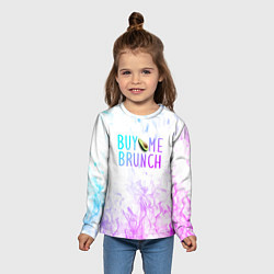 Лонгслив детский Авокадо неон avocado neon, цвет: 3D-принт — фото 2