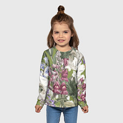Лонгслив детский Цветы Ностальгический Весенний Узор, цвет: 3D-принт — фото 2