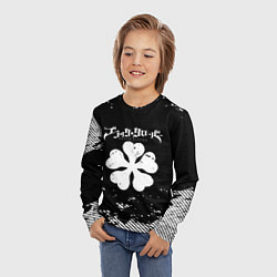 Лонгслив детский Белый логотип black clover чёрный клевер, цвет: 3D-принт — фото 2