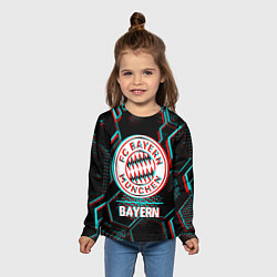 Лонгслив детский Bayern FC в стиле Glitch на темном фоне, цвет: 3D-принт — фото 2