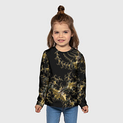 Лонгслив детский Черный с золотым фрактал мини Абстракция, цвет: 3D-принт — фото 2