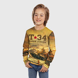 Лонгслив детский Танки Победы Т-34, цвет: 3D-принт — фото 2