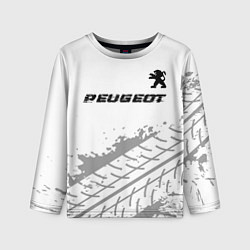 Детский лонгслив Peugeot Speed на светлом фоне со следами шин